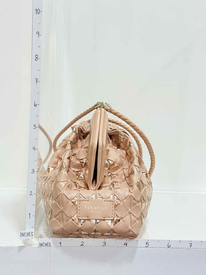Pre - loved SERAPIAN Secret Pink & Gold Mosaico Clutch at Reems Closet