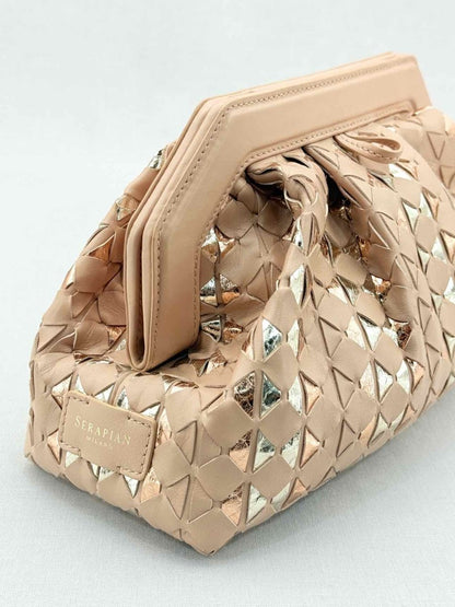 Pre - loved SERAPIAN Secret Pink & Gold Mosaico Clutch at Reems Closet