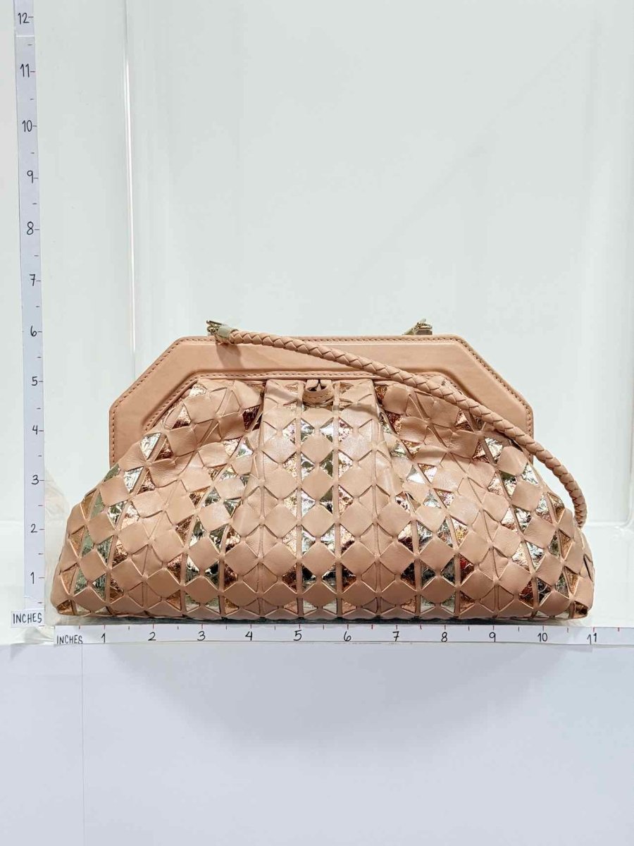 Pre - loved SERAPIAN Secret Pink & Gold Mosaico Clutch at Reems Closet