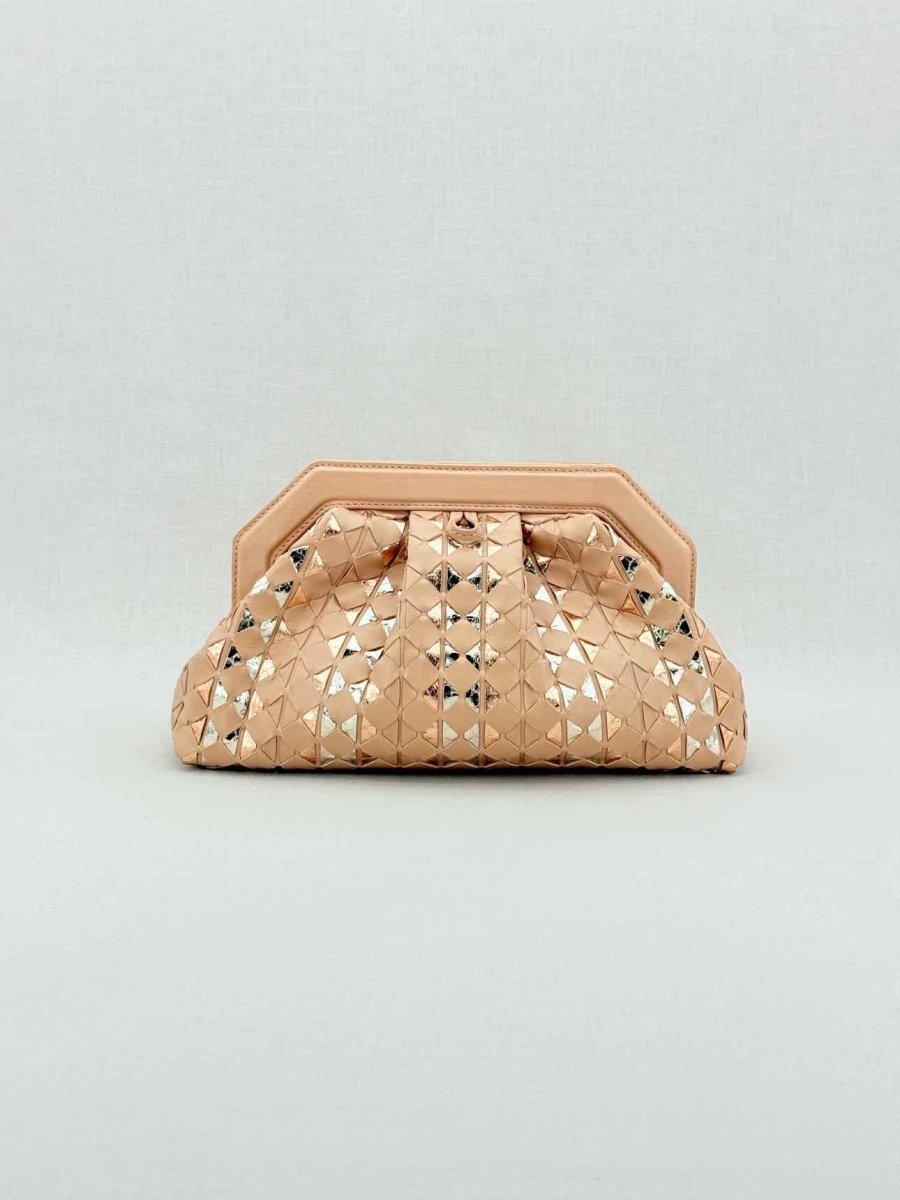 Pre - loved SERAPIAN Secret Pink & Gold Mosaico Clutch at Reems Closet