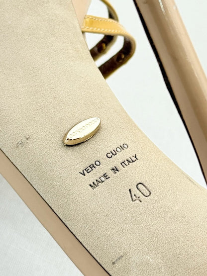 Pre - loved SERGIO ROSSI Beige & Gold Size EU 40 Heeled Sandals at Reems Closet