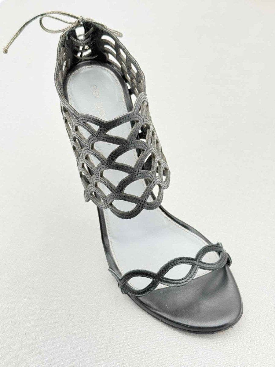 Pre - loved SERGIO ROSSI Black Size EU 37.5 Heeled Sandals at Reems Closet