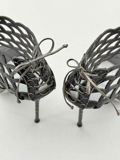 Pre - loved SERGIO ROSSI Black Size EU 37.5 Heeled Sandals at Reems Closet