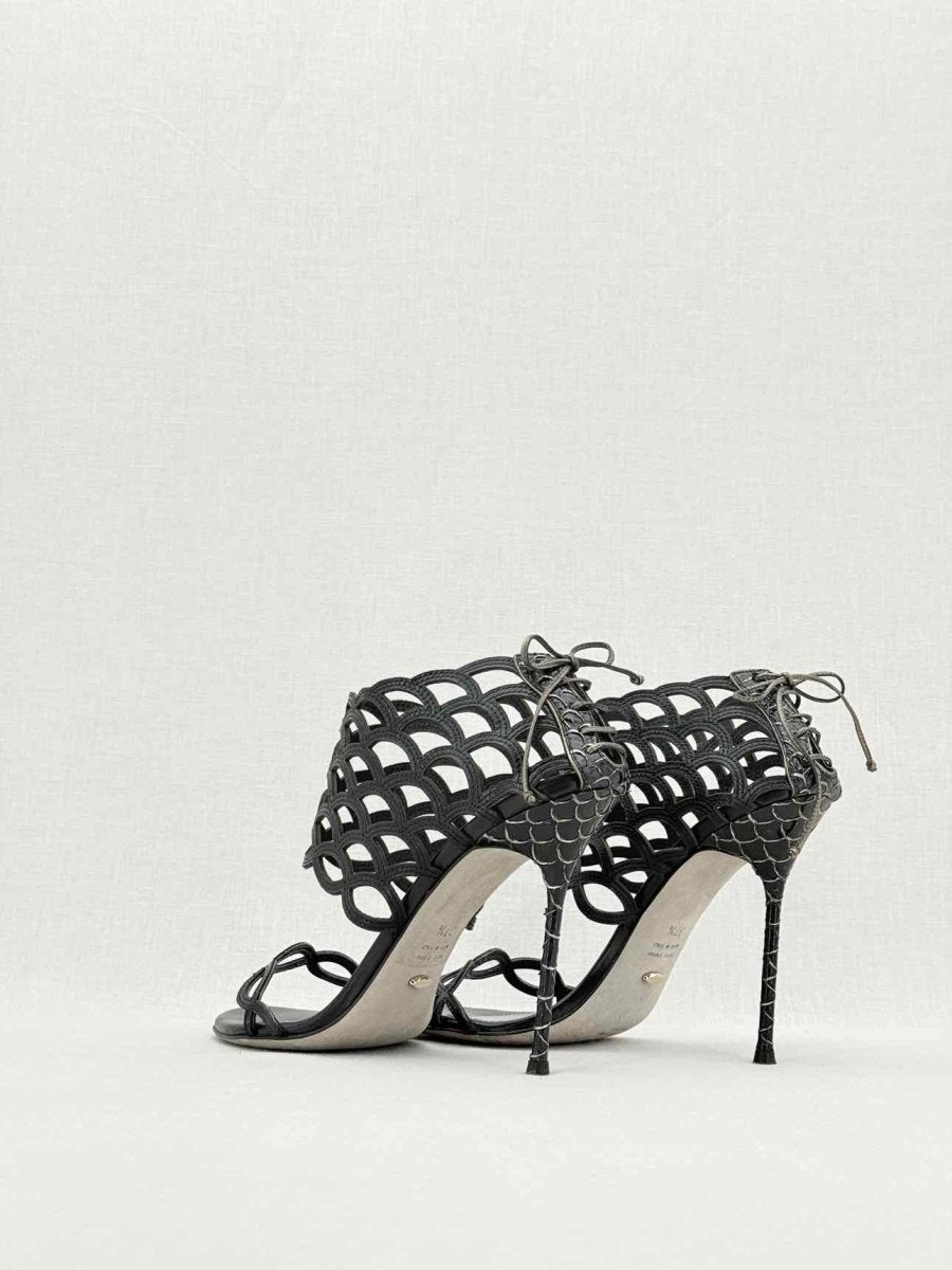 Pre - loved SERGIO ROSSI Black Size EU 37.5 Heeled Sandals at Reems Closet