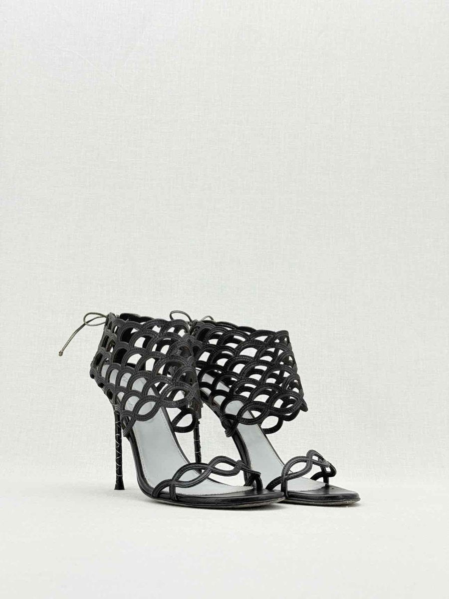 Pre - loved SERGIO ROSSI Black Size EU 37.5 Heeled Sandals at Reems Closet