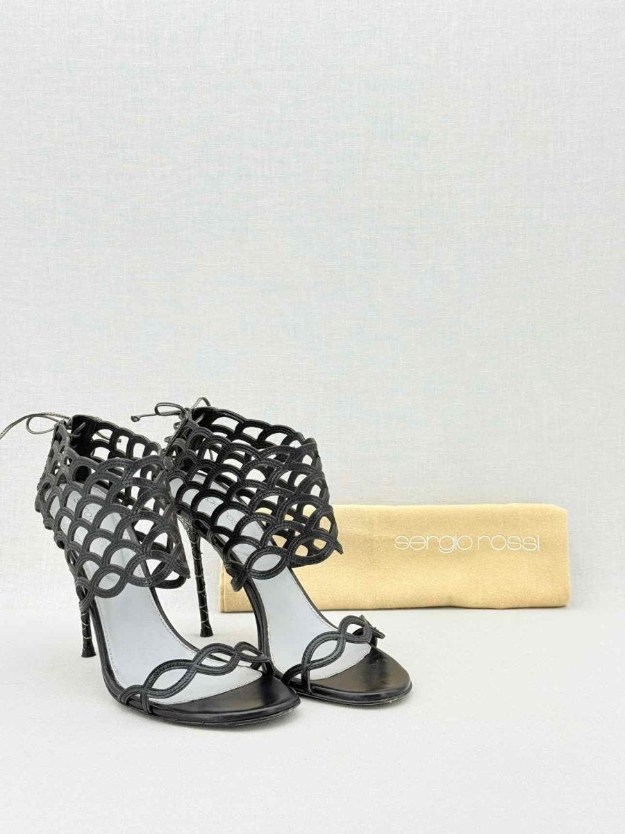 Pre - loved SERGIO ROSSI Black Size EU 37.5 Heeled Sandals at Reems Closet