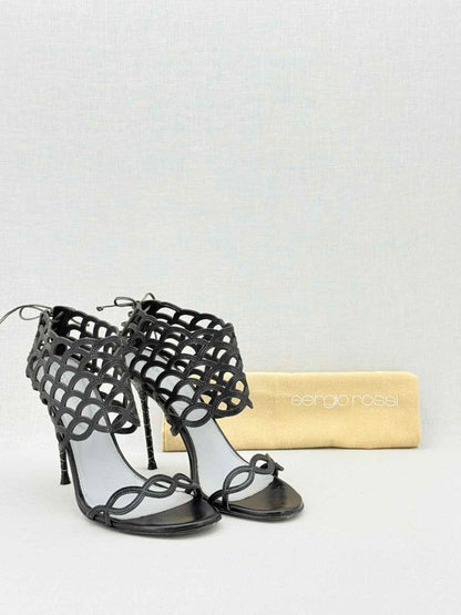 Pre - loved SERGIO ROSSI Black Size EU 37.5 Heeled Sandals at Reems Closet