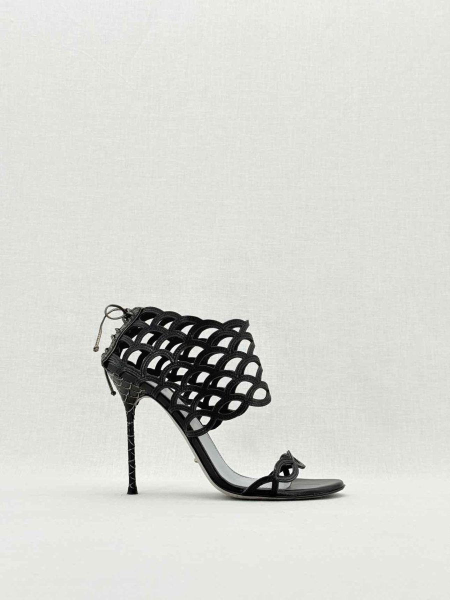 Pre - loved SERGIO ROSSI Black Size EU 37.5 Heeled Sandals at Reems Closet