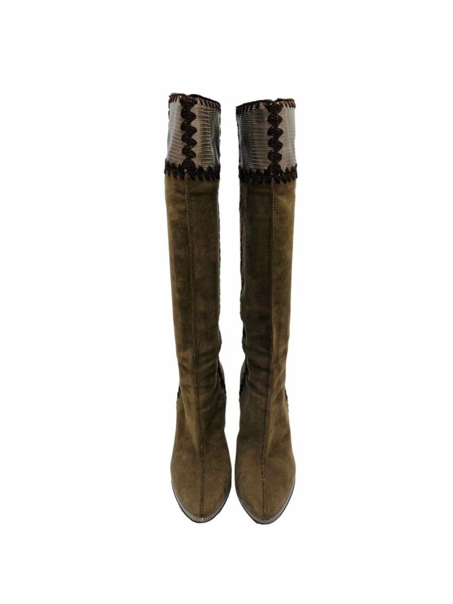 Pre - loved SERGIO ROSSI Brown Knee High Boots at Reems Closet