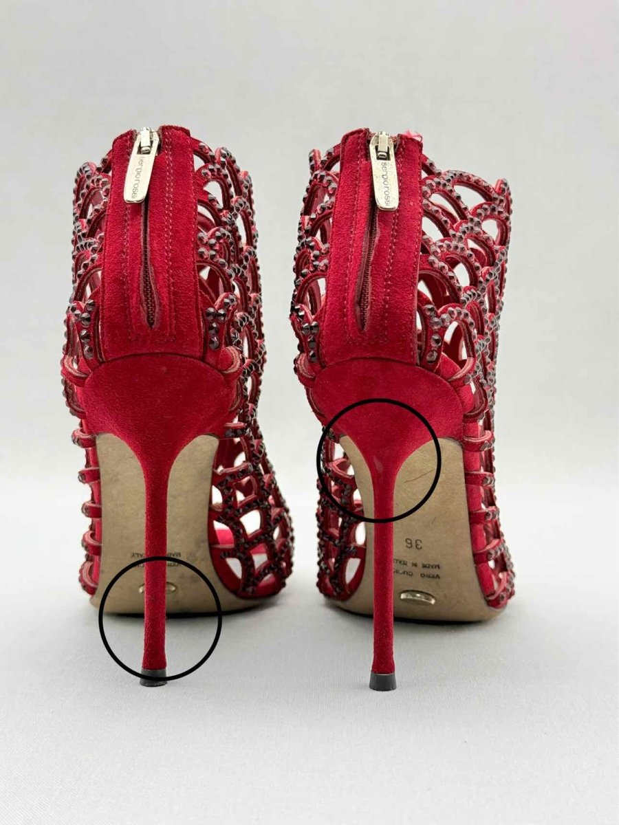 Pre - loved SERGIO ROSSI Mermaid Red Size EU 36 Heeled Sandals at Reems Closet