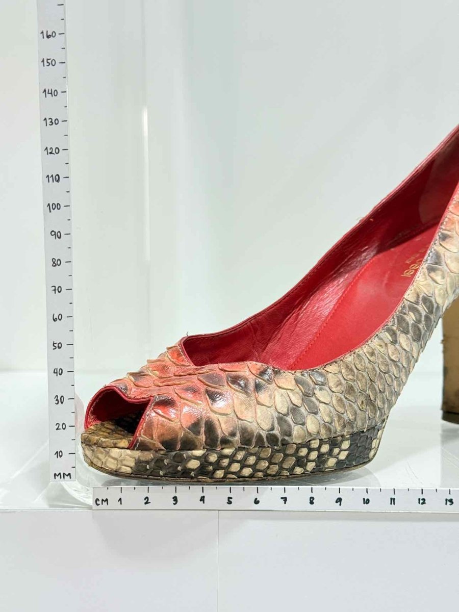 Pre - loved SERGIO ROSSI Orange & Beige Size EU 39 Heeled Sandals at Reems Closet