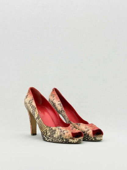 Pre - loved SERGIO ROSSI Orange & Beige Size EU 39 Heeled Sandals at Reems Closet