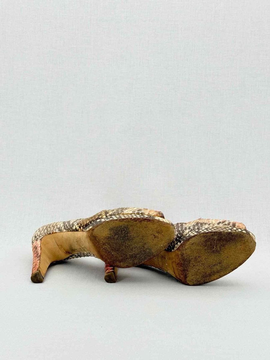 Pre - loved SERGIO ROSSI Orange & Beige Size EU 39 Heeled Sandals at Reems Closet