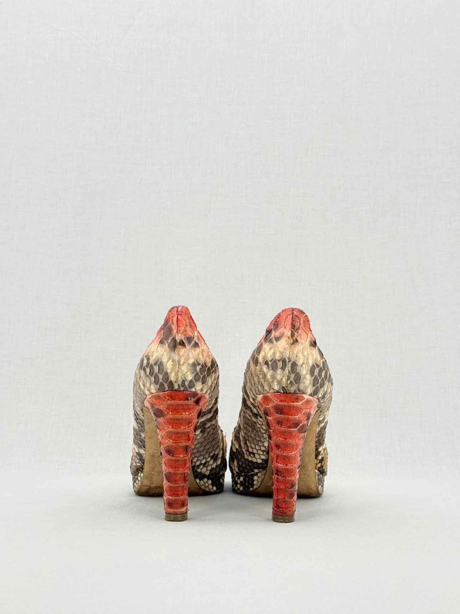 Pre - loved SERGIO ROSSI Orange & Beige Size EU 39 Heeled Sandals at Reems Closet