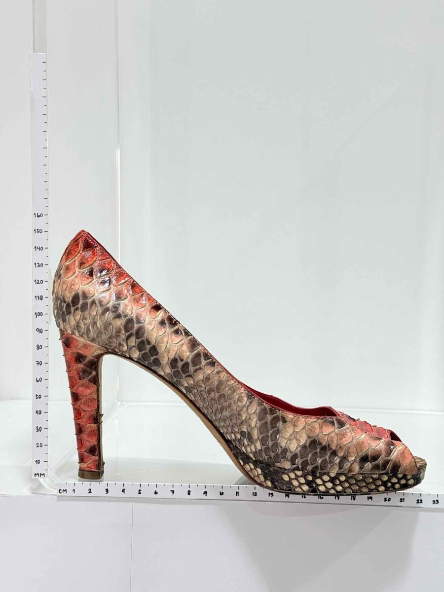 Pre - loved SERGIO ROSSI Orange & Beige Size EU 39 Heeled Sandals at Reems Closet