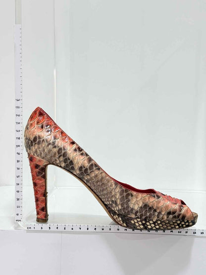 Pre - loved SERGIO ROSSI Orange & Beige Size EU 39 Heeled Sandals at Reems Closet