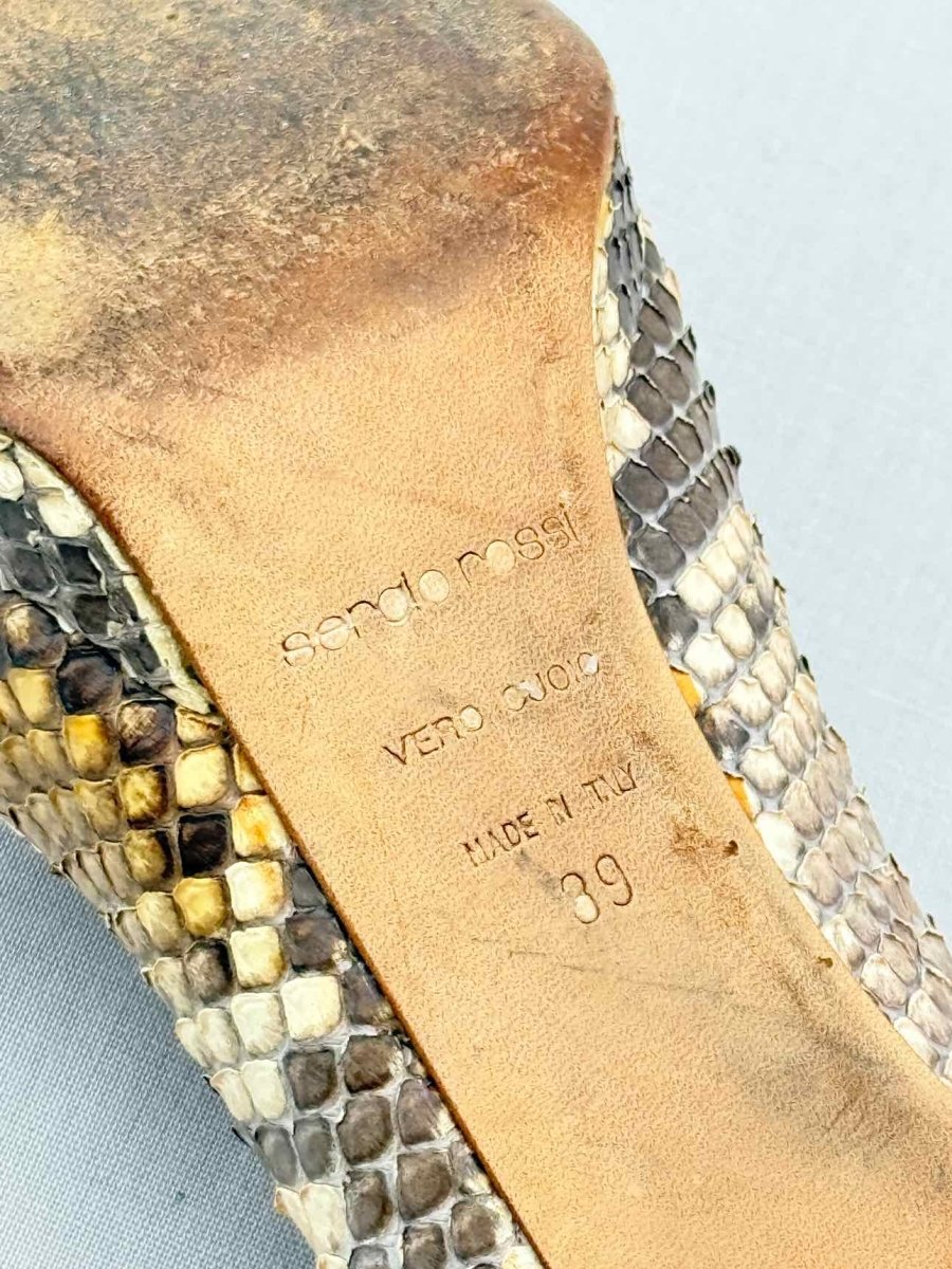 Pre - loved SERGIO ROSSI Orange & Beige Size EU 39 Heeled Sandals at Reems Closet