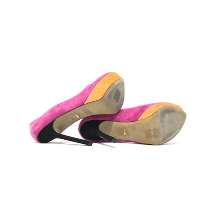 Pre - loved SERGIO ROSSI Peep Toe Fuchsia & Orange Size EU 40 Pumps at Reems Closet