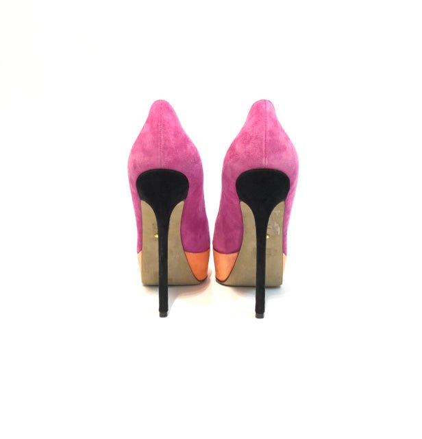 Pre - loved SERGIO ROSSI Peep Toe Fuchsia & Orange Size EU 40 Pumps at Reems Closet