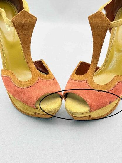 Pre-loved SERGIO ROSSI Tan & Orange Size EU 39.5 Platform Sandals at Reems Closet