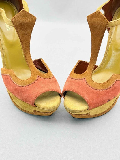 Pre-loved SERGIO ROSSI Tan & Orange Size EU 39.5 Platform Sandals at Reems Closet
