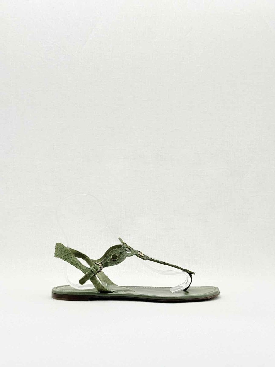 Pre - loved SERGIO ROSSI Thong Green Size EU 39 Sandals at Reems Closet