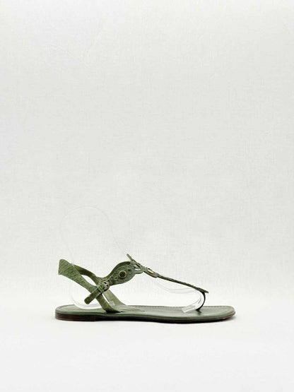 Pre - loved SERGIO ROSSI Thong Green Size EU 39 Sandals at Reems Closet