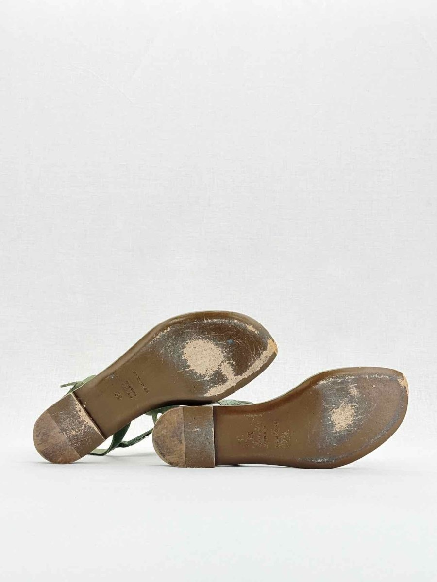 Pre - loved SERGIO ROSSI Thong Green Size EU 39 Sandals at Reems Closet