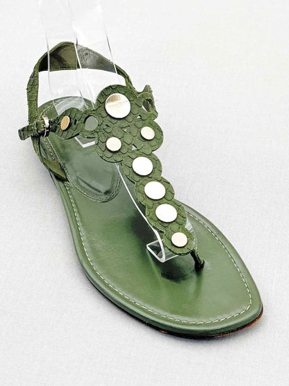 Pre - loved SERGIO ROSSI Thong Green Size EU 39 Sandals at Reems Closet