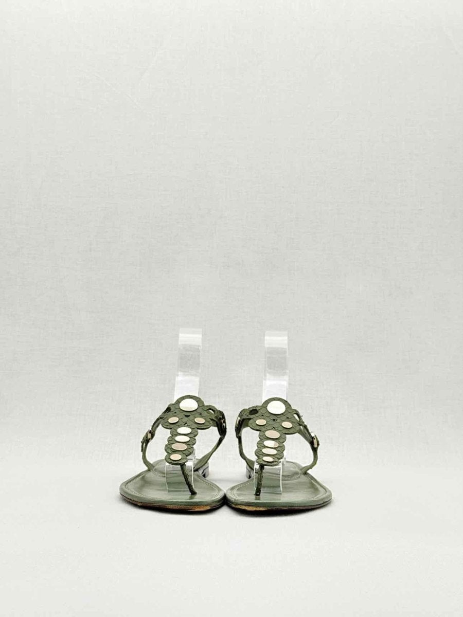 Pre - loved SERGIO ROSSI Thong Green Size EU 39 Sandals at Reems Closet