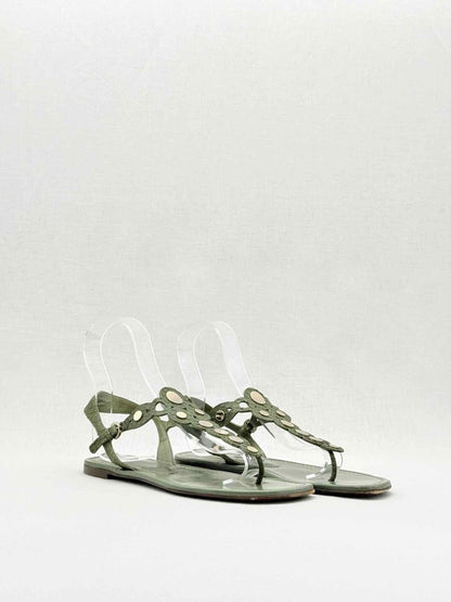 Pre - loved SERGIO ROSSI Thong Green Size EU 39 Sandals at Reems Closet
