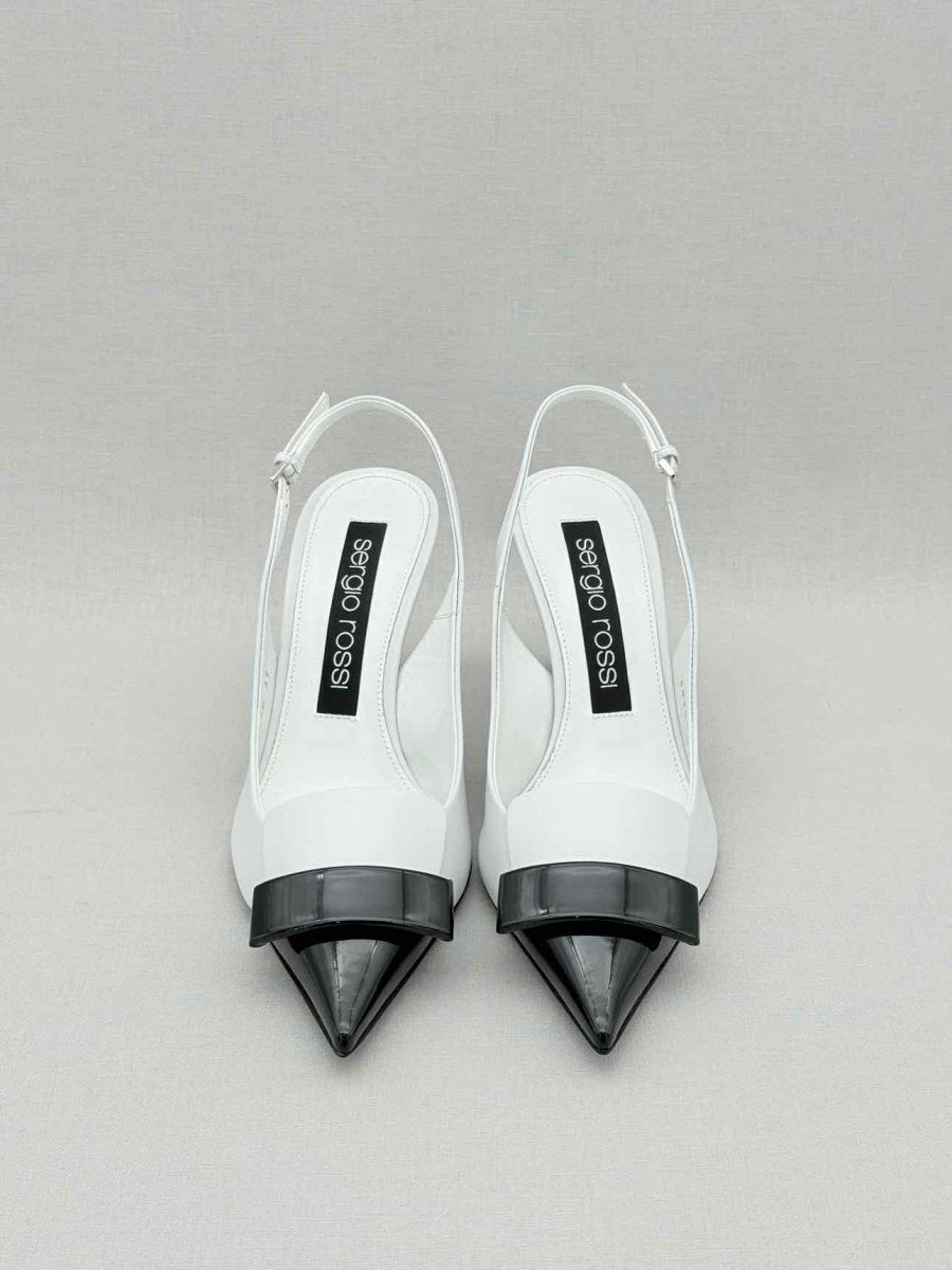 Pre - loved SERGIO ROSSI White & Black Size EU 39 Slingbacks at Reems Closet