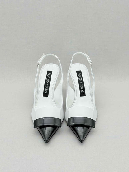 Pre - loved SERGIO ROSSI White & Black Size EU 39 Slingbacks at Reems Closet