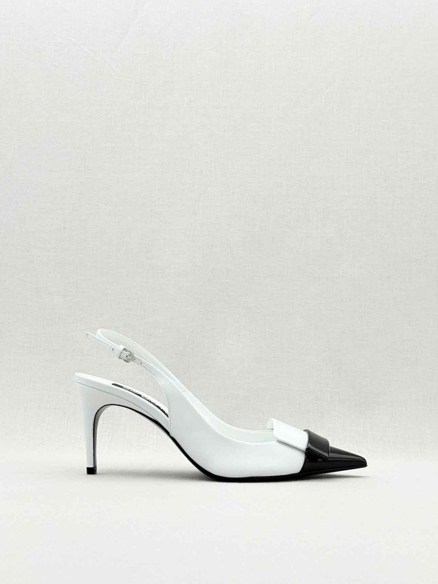 Pre - loved SERGIO ROSSI White & Black Size EU 39 Slingbacks at Reems Closet