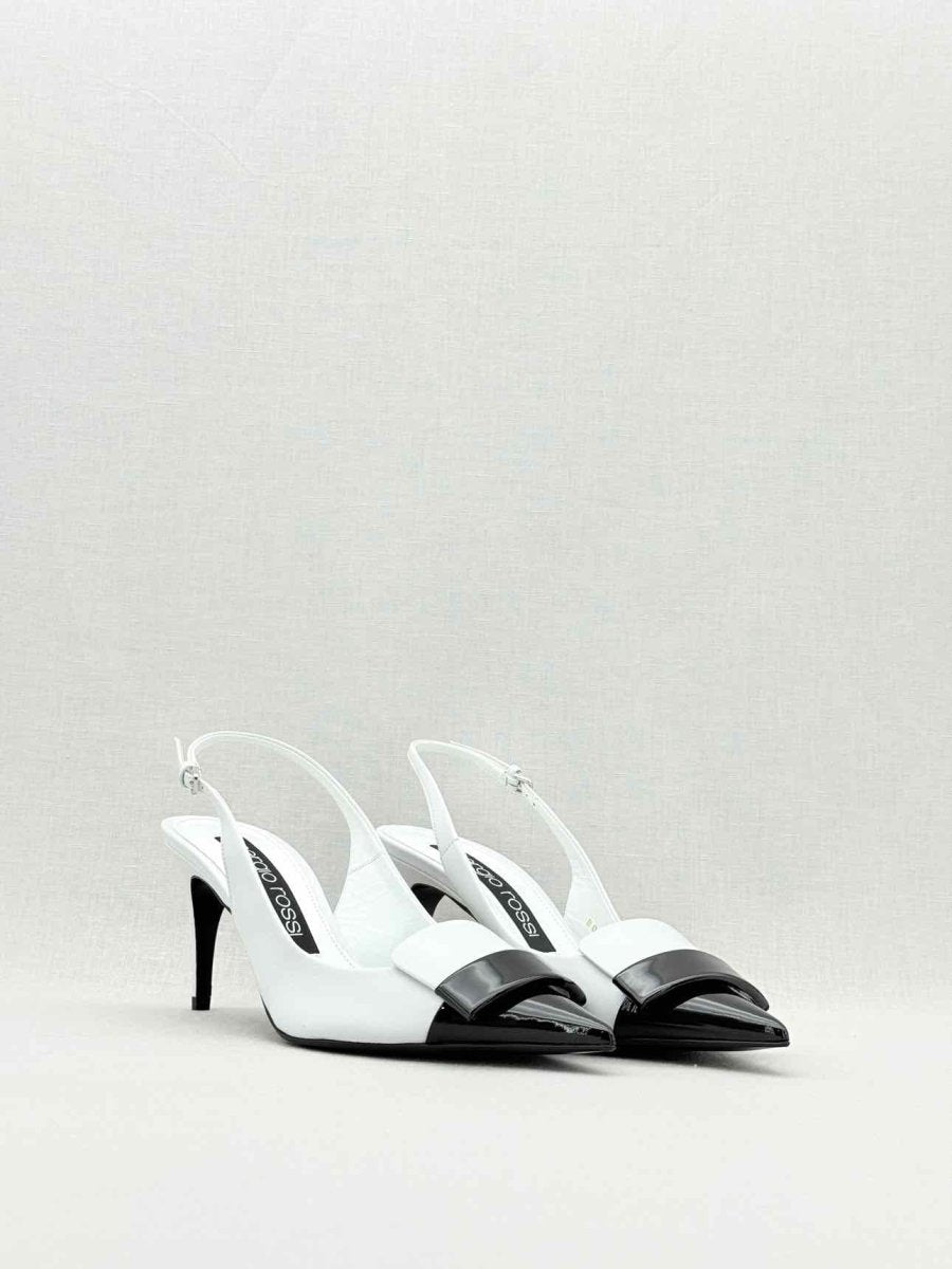 Pre - loved SERGIO ROSSI White & Black Size EU 39 Slingbacks at Reems Closet