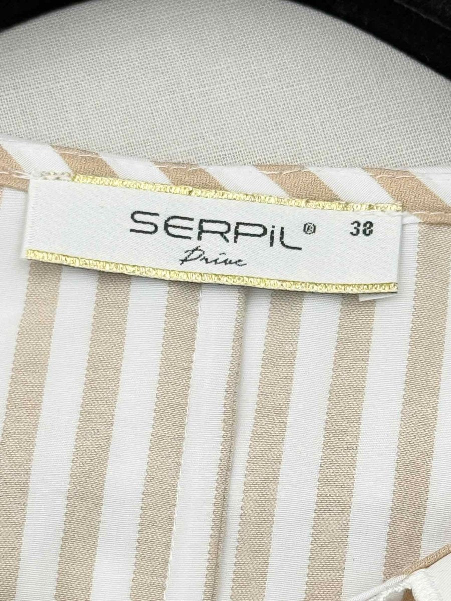 Pre-loved SERPIL Beige & White Striped Size US 6 Long Dress at Reems Closet