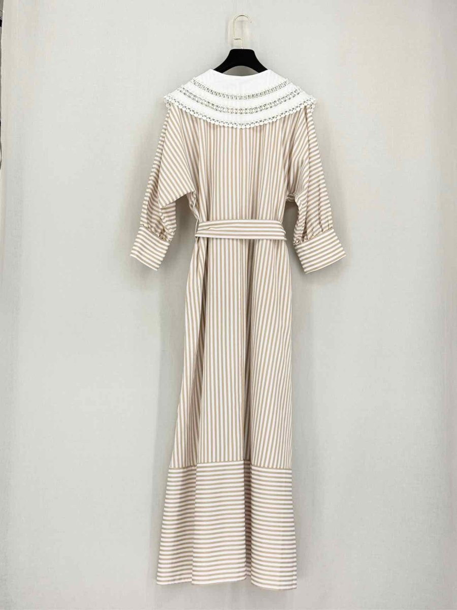 Pre-loved SERPIL Beige & White Striped Size US 6 Long Dress at Reems Closet