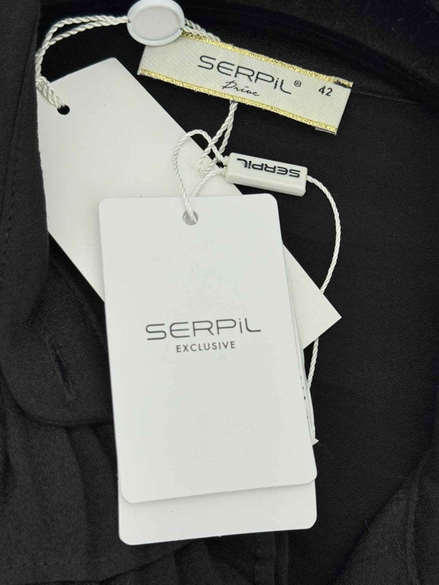 Pre - loved SERPIL Black Frilled Size US 6 Midi Dress at Reems Closet