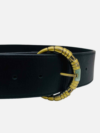 Pre - loved SHANGHAI TANG Round Buckle Black Belt at Reems Closet