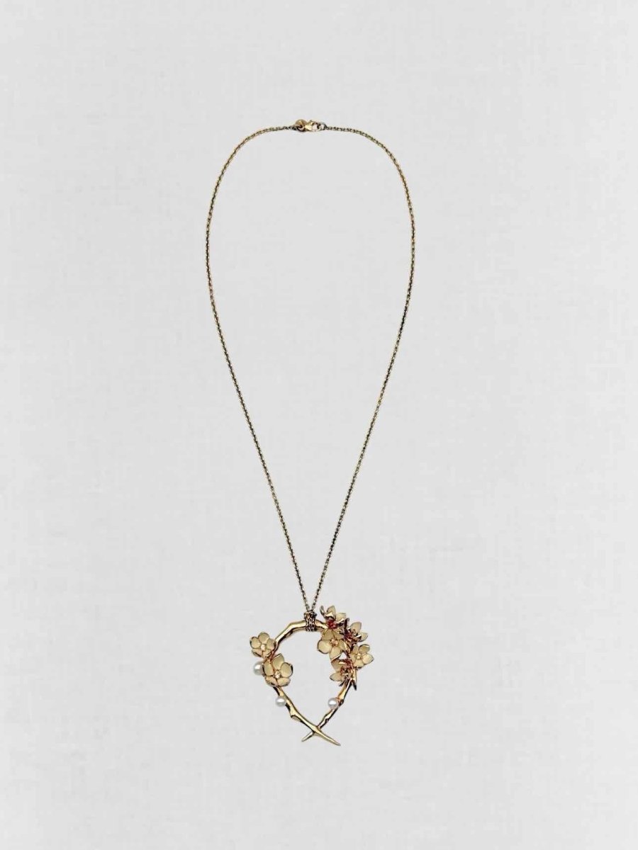 Pre - loved SHAUN LEANE Cherry Blossom diamond & pearl Pendant at Reems Closet