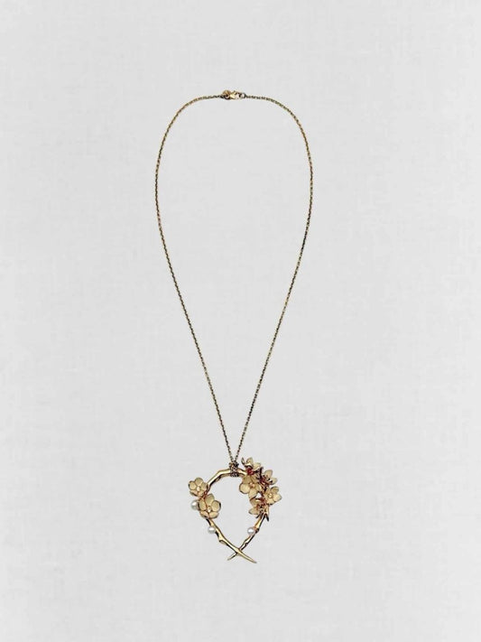 Pre - loved SHAUN LEANE Cherry Blossom diamond & pearl Pendant at Reems Closet