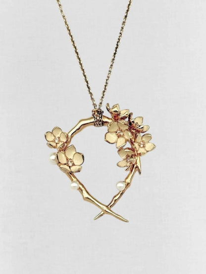 Pre - loved SHAUN LEANE Cherry Blossom diamond & pearl Pendant at Reems Closet
