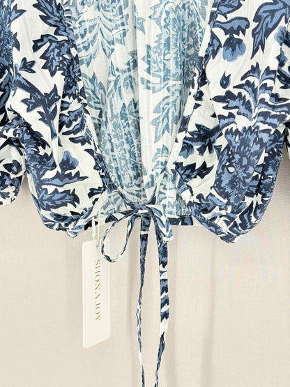 Pre - loved SHONA JOY Diana Blue & White Size US 4 Top at Reems Closet