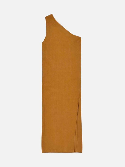 Pre - loved SHONAJOY One Shoulder Brown Midi Dress at Reems Closet