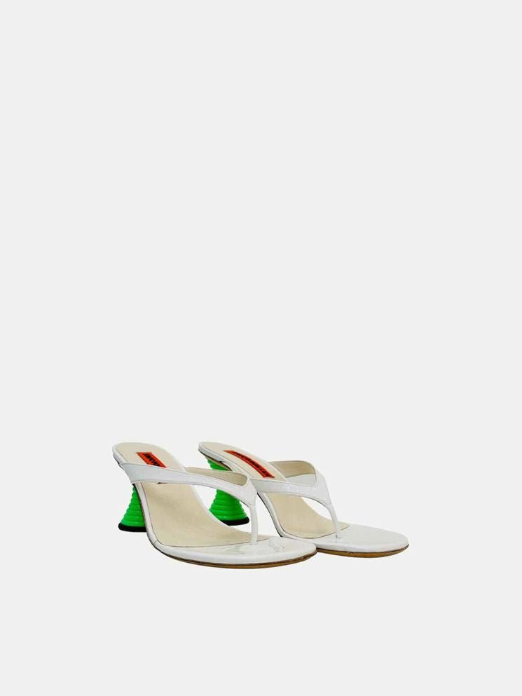 Pre - loved SIMON MILLER Beep White & Green Mules at Reems Closet