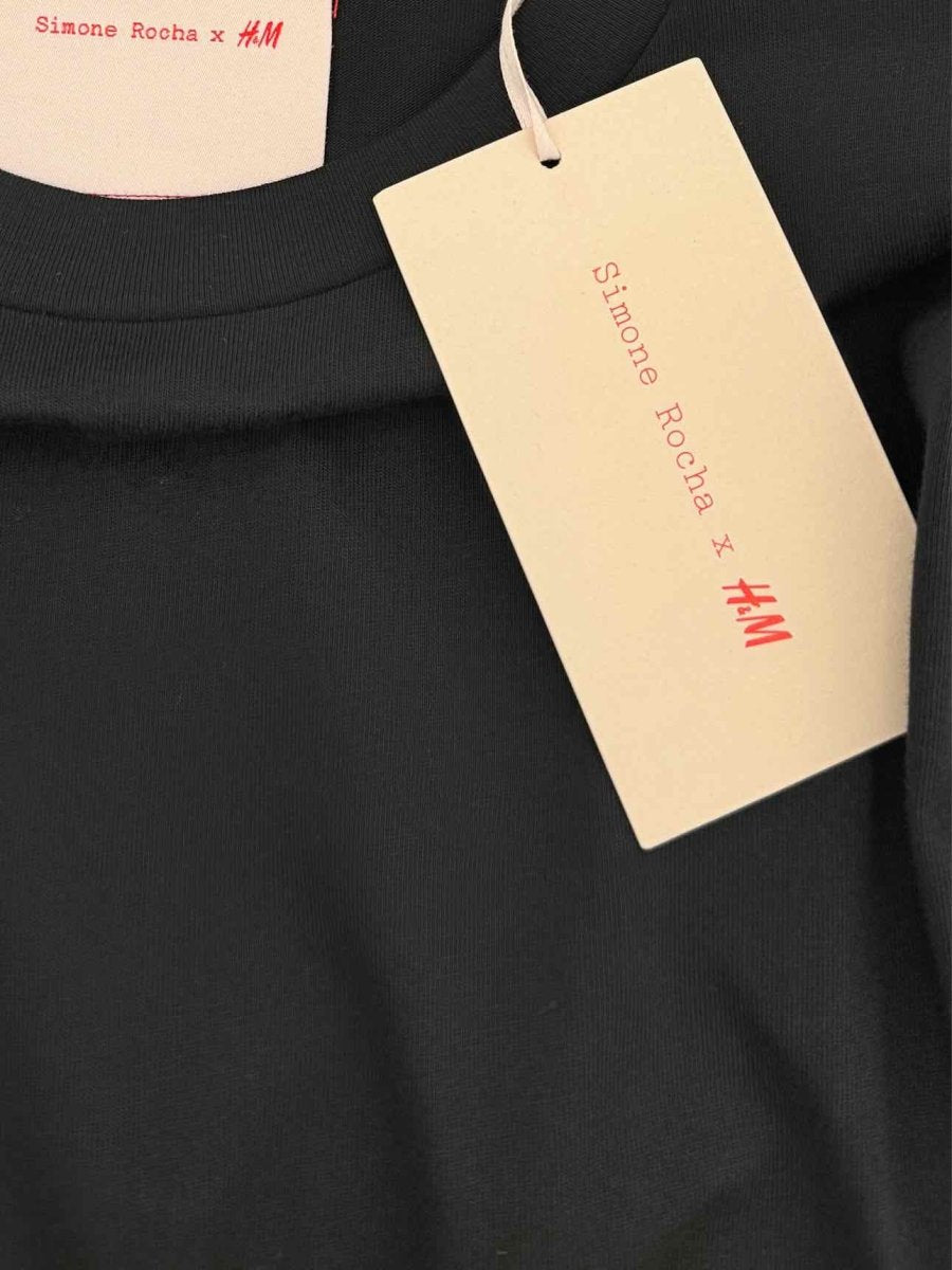 Pre - loved SIMONE ROCHA Black Lace Detail Size Medium Midi Dress at Reems Closet