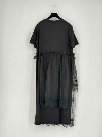 Pre - loved SIMONE ROCHA Black Lace Detail Size Medium Midi Dress at Reems Closet