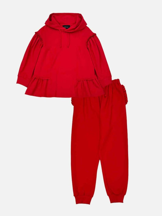 Pre - loved SIMONE ROCHA Hoodie Red Frilled Trim Top & Pants Outfit at Reems Closet