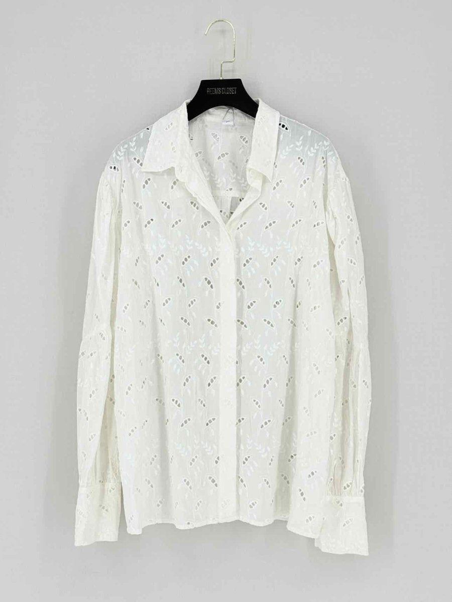 Pre - loved SIR. White Eyelet Size Small Shirt at Reems Closet