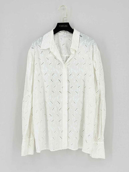 Pre - loved SIR. White Eyelet Size Small Shirt at Reems Closet